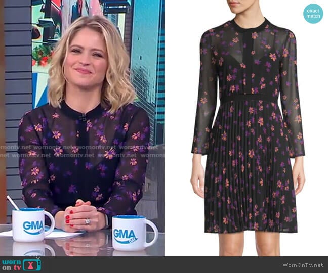 Printed Pleated Dress by Maje worn by Sara Haines on Good Morning America