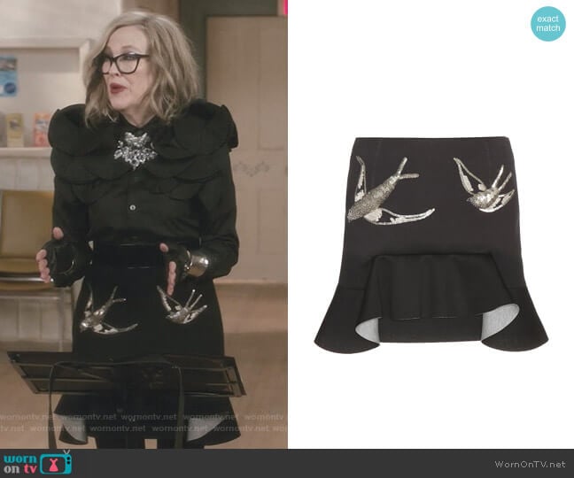 Embellished Neoprene Miniskirt by Marni worn by Moira Rose (Catherine O'Hara) on Schitts Creek