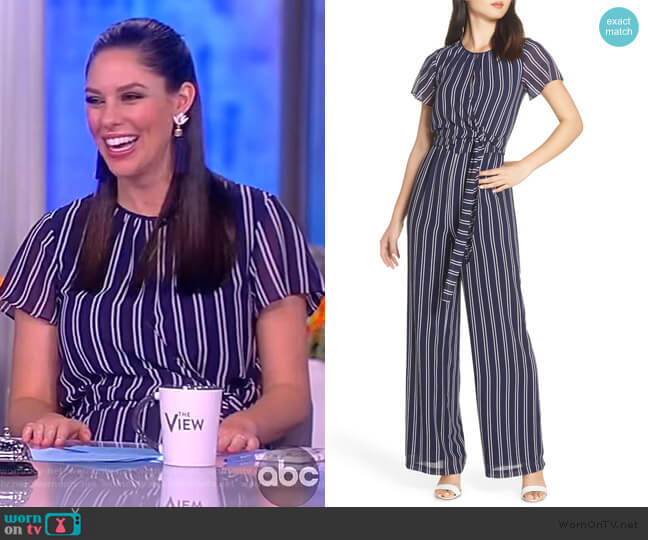 Mega Railroad Striped Jumpsuit by MICHAEL Michael Kors worn by Abby Huntsman  on The View