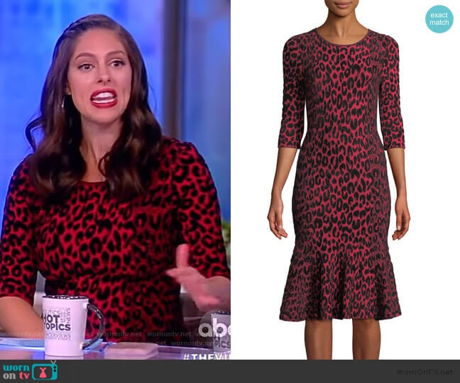 Textured Leopard Animal-Print Mermaid Midi Dress by Milly worn by Abby Huntsman on The View