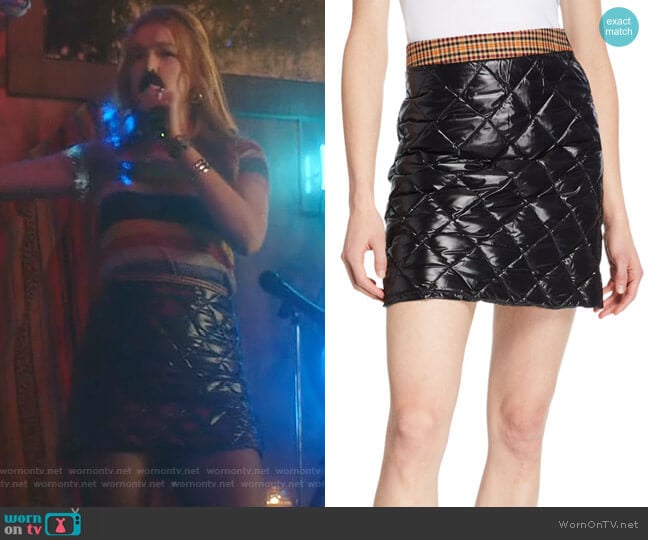 Quilted Down-Fill Skirt w/ Plaid Trim by Moncler worn by Kirby Anders (Maddison Brown) on Dynasty