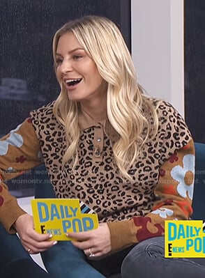 Morgan's leopard and floral print sweater on E! News Daily Pop