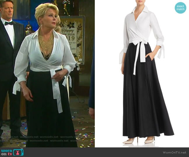 Two-Tone Maxi Wrap Dress by Paule Ka worn by Bonnie Lockhart (Judi Evans) on Days of our Lives