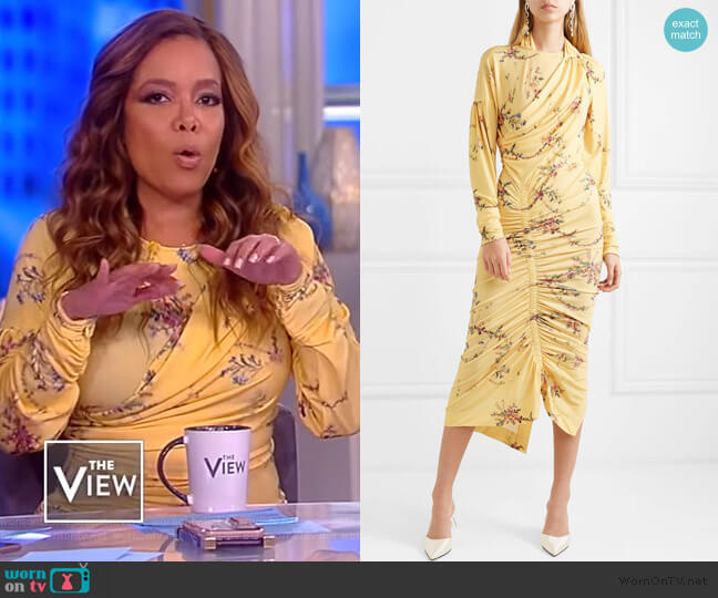WornOnTV: Sunny’s yellow floral ruched dress on The View | Sunny Hostin ...
