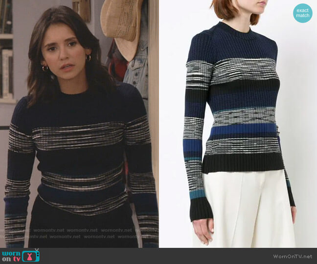 Striped Rib Crewneck Sweater by Proenza Schouler worn by Clem (Nina Dobrev) on Fam