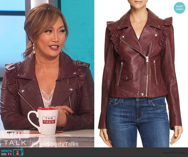 Annika Leather Jacket by Paige worn by Carrie Inaba on The Talk