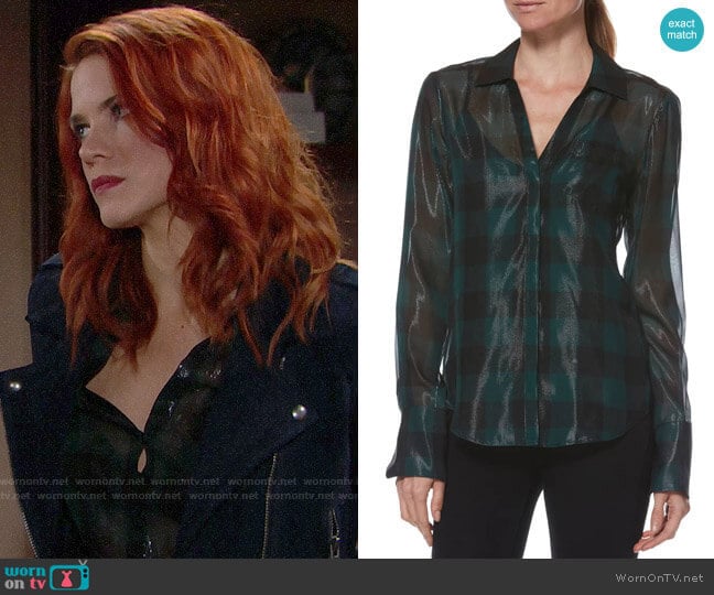 Paige Bevyn Plaid Top worn by Sally Spectra (Courtney Hope) on The Bold and the Beautiful