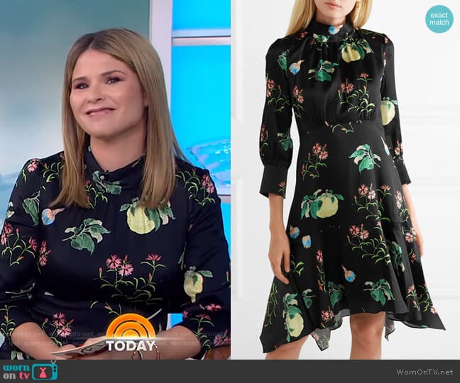 Floral-Print Hammered-Silk Dress by Peter Pilotto worn by Jenna Bush Hager on Today