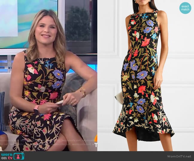 WornOnTV Jenna’s black floral sleeveless dress on Today Jenna Bush