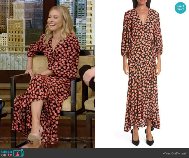 Print Crepe Dress by Ganni worn by Kelly Ripa on Live with Kelly and Mark