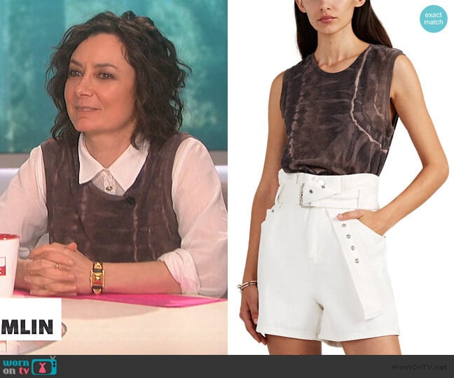 Tie-Dyed Cotton-Blend Muscle Tank by Raquel Allegra worn by Sara Gilbert on The Talk