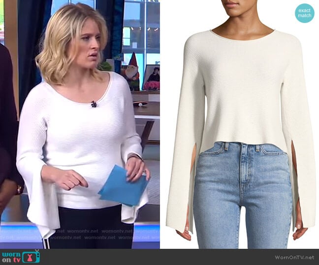 WornOnTV: Sara’s white ribbed slit sleeve top on GMA Day | Sara Haines ...