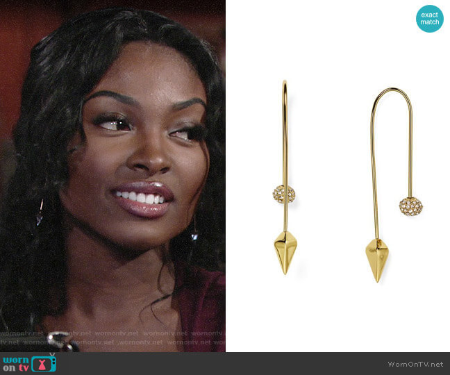 Rebecca Minkoff Pavé Ball Threader Earrings worn by Ana Hamilton (Loren Lott) on The Young & the Restless