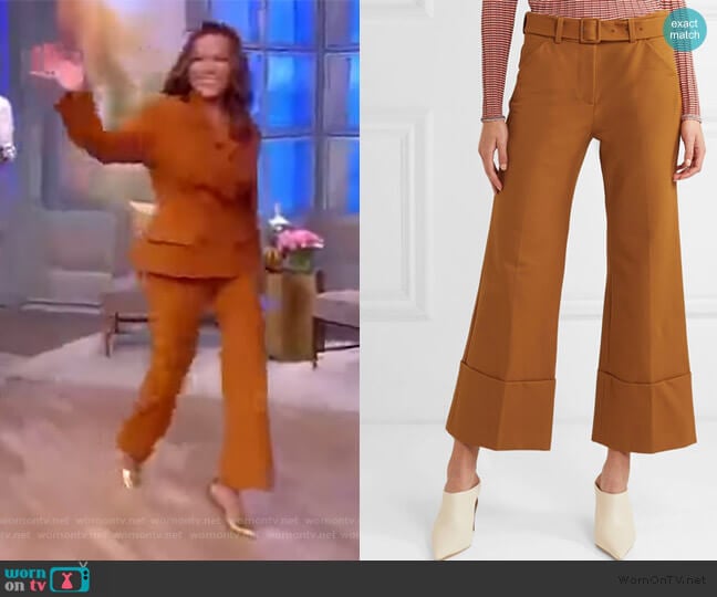 Cropped crepe flared pants by Sara Battaglia worn by Sunny Hostin on The View