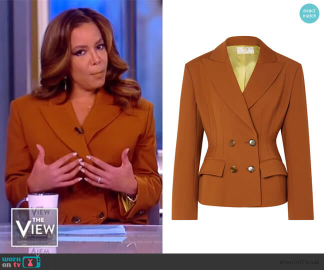 Blazer: Double-breasted crepe blazer by Sara Battaglia worn by Sunny Hostin on The View