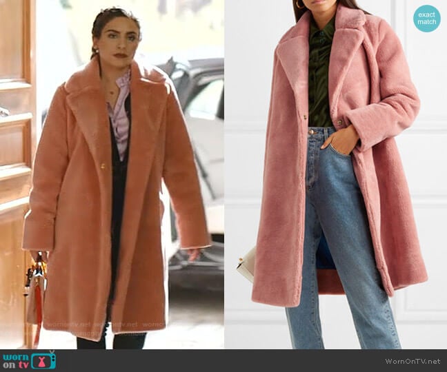 Concord Faux Fur Coat by Stine Goya worn by Cristal Jennings (Daniella Alonso) on Dynasty