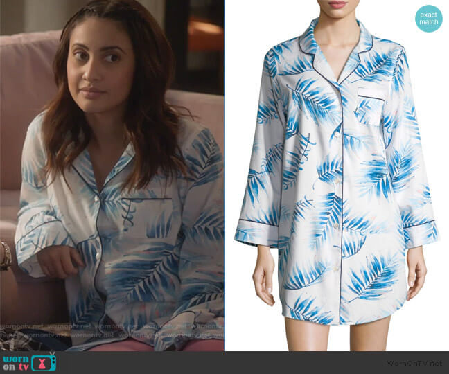 COLLECTION Palm Sateen Sleep Shirt by Saks Fifth Avenue worn by Ana Torres (Francia Raisa) on Grown-ish