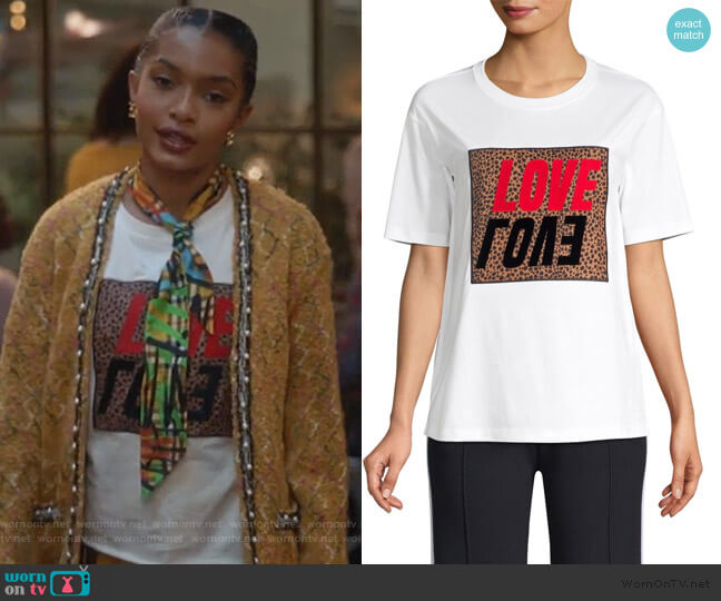 Selma Leopard Print Patch Tee by Sandro worn by Zoey Johnson (Yara Shahidi) on Grown-ish