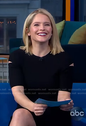 Sara’s black cutout sleeve dress on GMA Strahan And Sara