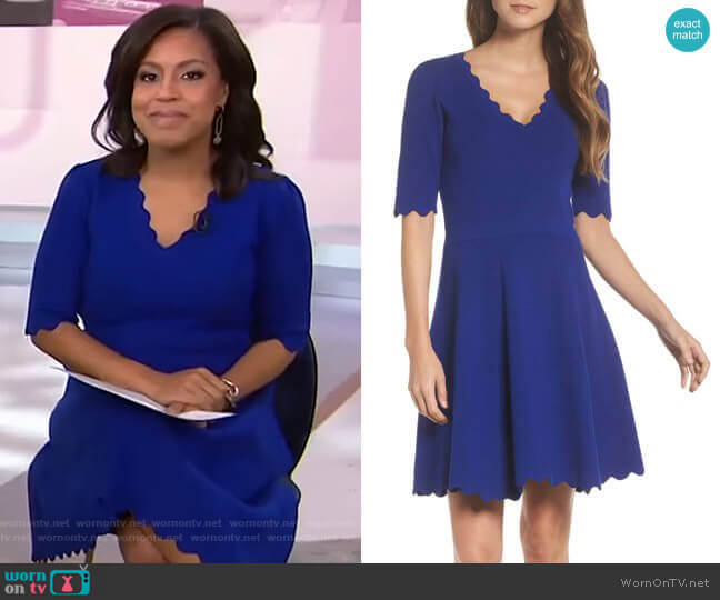 WornOnTV: Sheinelle’s blue scalloped dress on Today | Sheinelle Jones ...