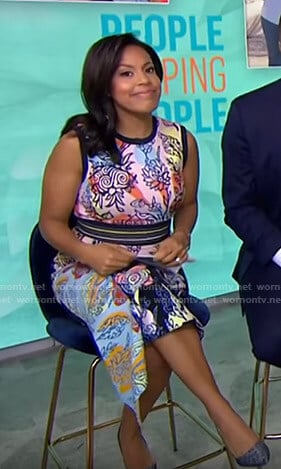 Sheinelle's mixed print sleeveless dress on Today