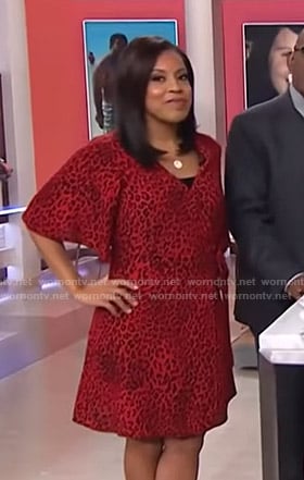 Sheinelle's red leopard wrap dress on Today