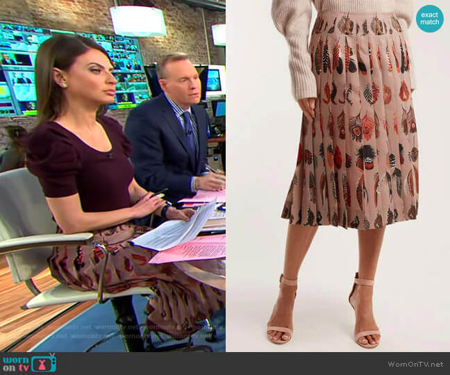 Sirocco Pleated Skirt by Altuzarra worn by Bianna Golodryga on CBS Mornings