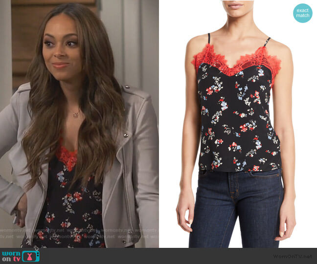 Gia Floral-Print Lace Cami Top by Tanya Taylor worn by Claire (Amber Stevens West) on Happy Together