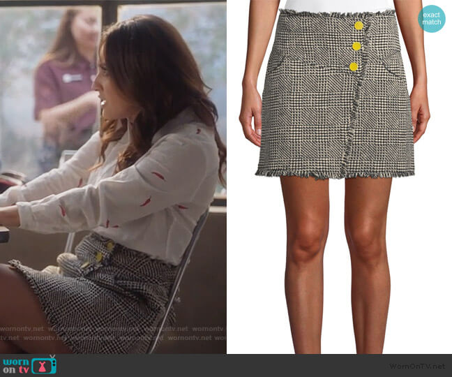 Monti Tweed Fringe Skirt by Tanya Taylor worn by Ana Torres (Francia Raisa) on Grown-ish