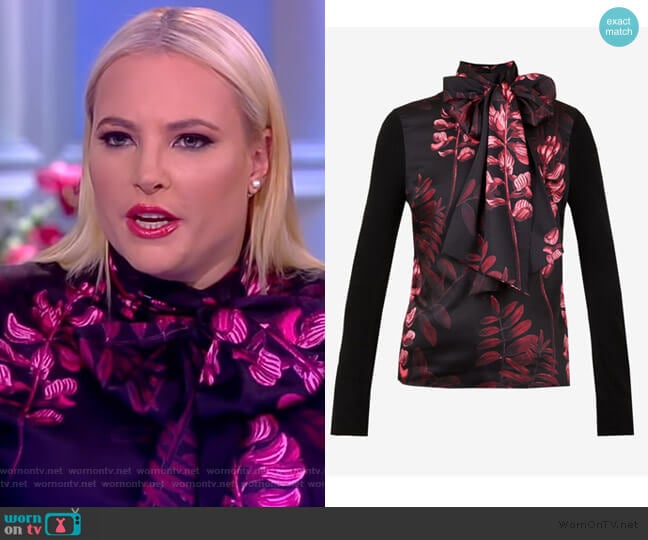 WornOnTV: Meghan’s floral print tie neck top on The View | Meghan ...