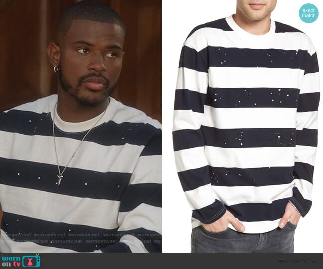 Paint Splatter Sweatshirt by The Rail worn by Aaron Jackson (Trevor Jackson) on Grown-ish