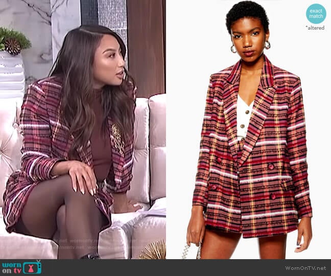 Brushed Check Blazer by Topshop worn by Jeannie Mai on The Real