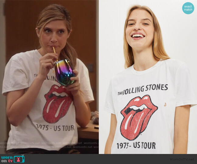 Rolling Stones T-Shirt by And Finally at Topshop worn by Nomi Segal (Emily Arlook) on Grown-ish