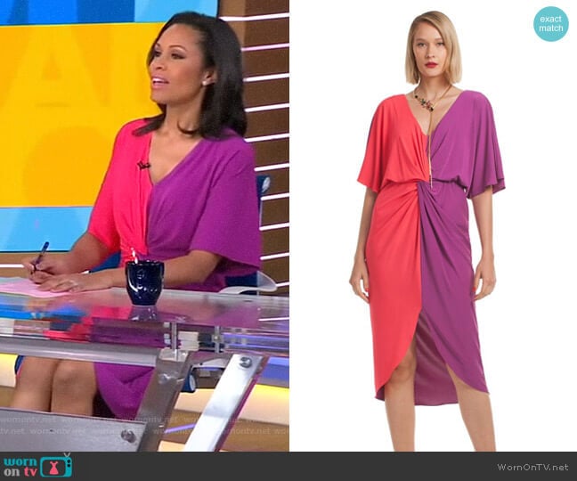 WornOnTV: Adrienne’s pink and purple two-tone dress on Good Morning ...