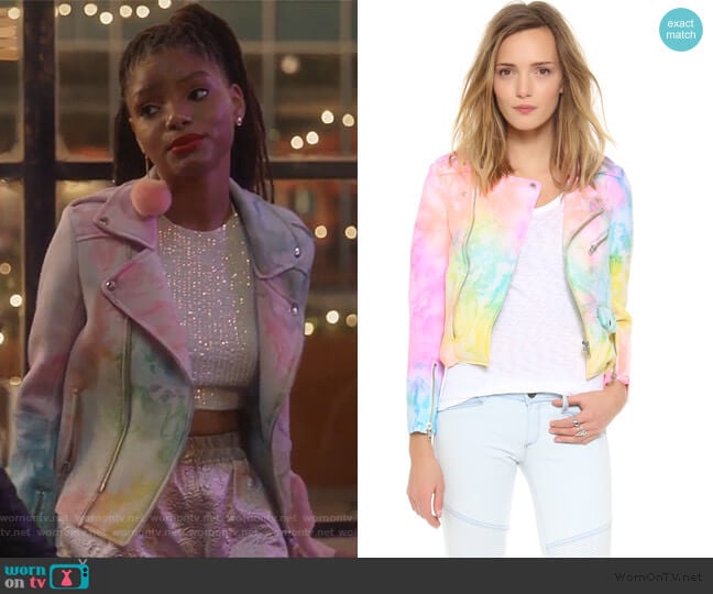 I Dye Moto Jacket by UNIF worn by Skylar Forster (Halle Bailey) on Grown-ish