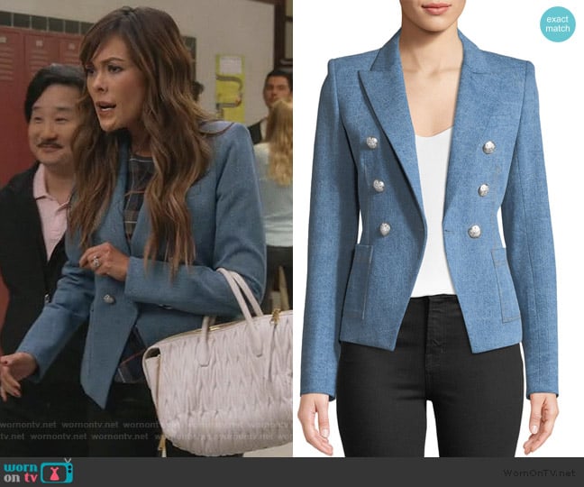 Caden Double-Breasted Dick_Season 2 Episode 9,ey Jacket by Veronica Beard worn by Camille (Lindsay Price) on Splitting Up Together