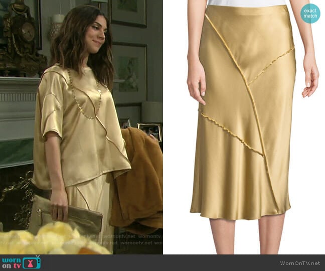 Raw-Edge Silk Midi Skirt by Vince worn by Abigail Deveraux (Kate Mansi) on Days of our Lives