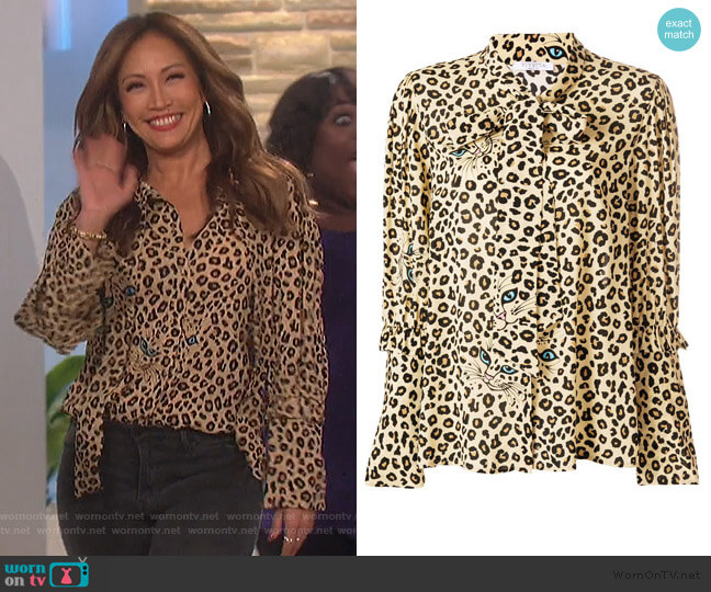 Leopard Print Blouse by Vivetta worn by Carrie Inaba on The Talk