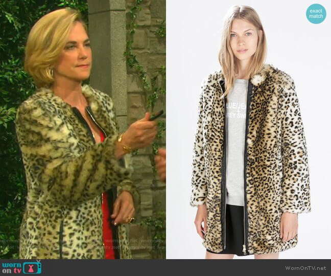 Leopard Print Coat by Zara worn by Eve Donovan (Kassie DePaiva) on Days of our Lives