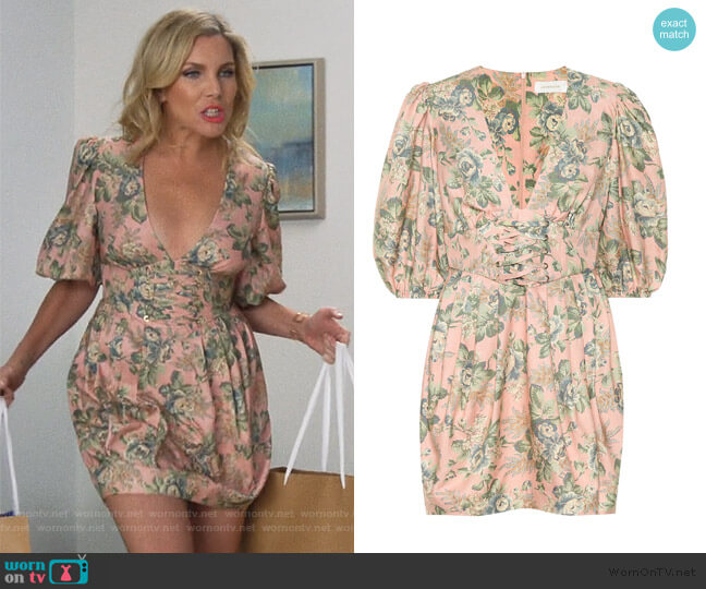 Tempest floral silk dress by Zimmermann worn by June Diane Raphael on Splitting Up Together