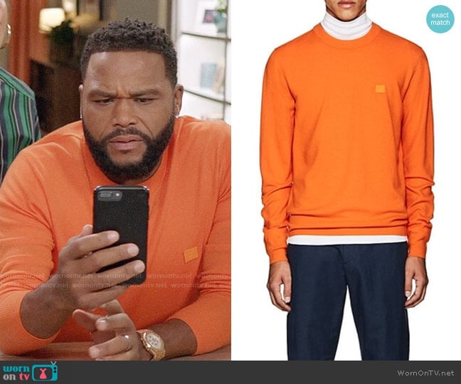 Acne Nalon S Emoji Wool Sweatshirt worn by Andre Johnson (Anthony Anderson) on Black-ish