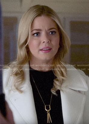 Ali's white double breasted coat on PLL The Perfectionists