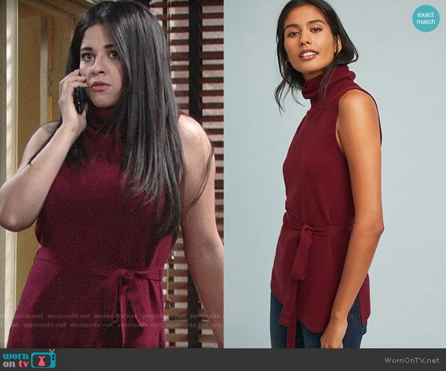 Anthropologie Belted Sleeveless Turtleneck worn by Mia Rosales (Noemi Gonzalez) on The Young and the Restless