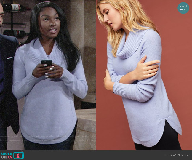 Anthropologie Moth Brenta Cowl Neck Pullover worn by Ana Hamilton (Loren Lott) on The Young & the Restless