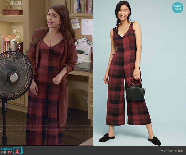 Anthropologie Checked Wide-Leg Jumpsuit worn by Haley Dunphy (Sarah Hyland) on Modern Family