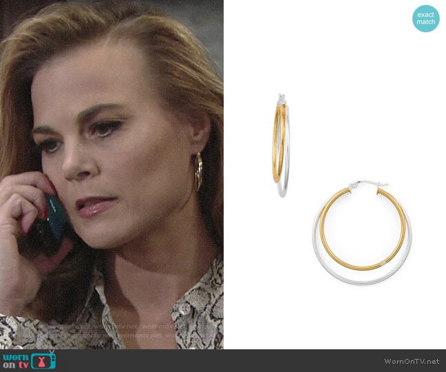 Aqua Double Hoop Earrings worn by Phyllis Newman (Gina Tognoni) on The Young and the Restless