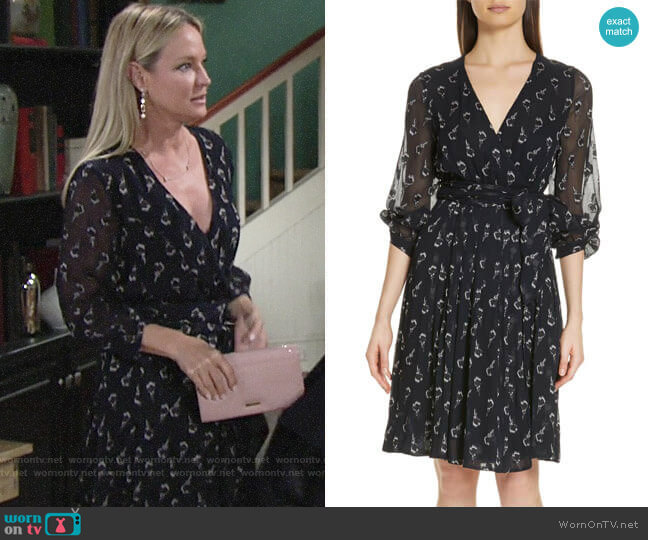 ba&sh Memory Floral Silk Chiffon Dress worn by Sharon Newman (Sharon Case) on The Young & the Restless