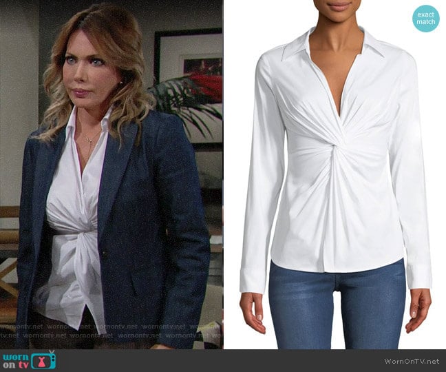 Bailey 44 Tallula Twist-Front Long-Sleeve Shirt worn by Taylor Hayes (Hunter Tylo) on The Bold and the Beautiful