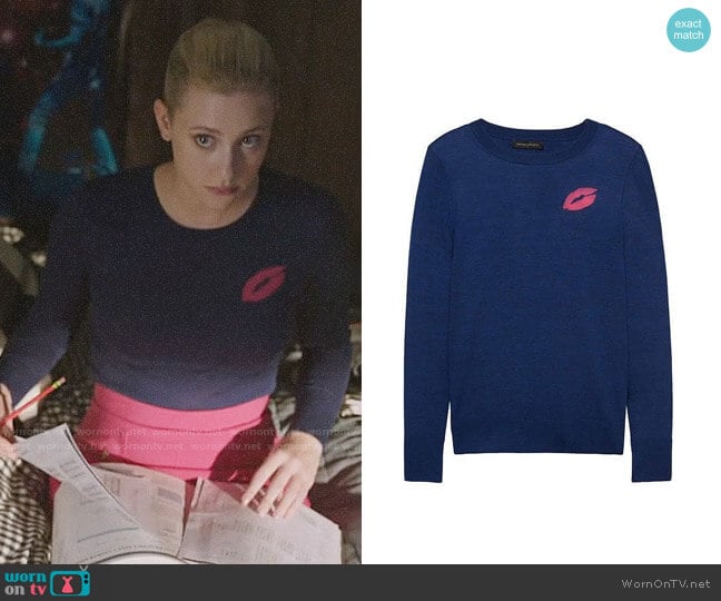 Banana Republic Lips Motif Sweater worn by Betty Cooper (Lili Reinhart) on Riverdale