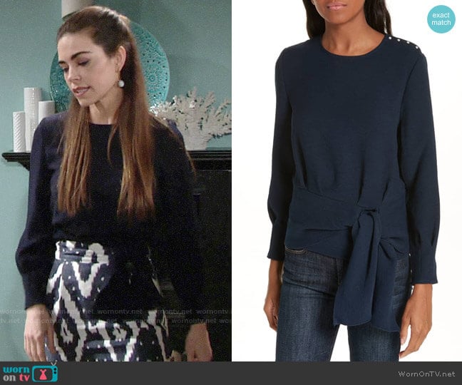 ba&sh Palina Top worn by Victoria Newman (Amelia Heinle) on The Young and the Restless